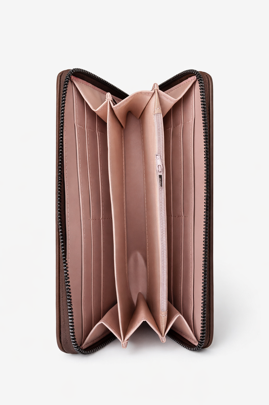 Elegant Zip Around Long Wallet – Premium Brown Leather Purse