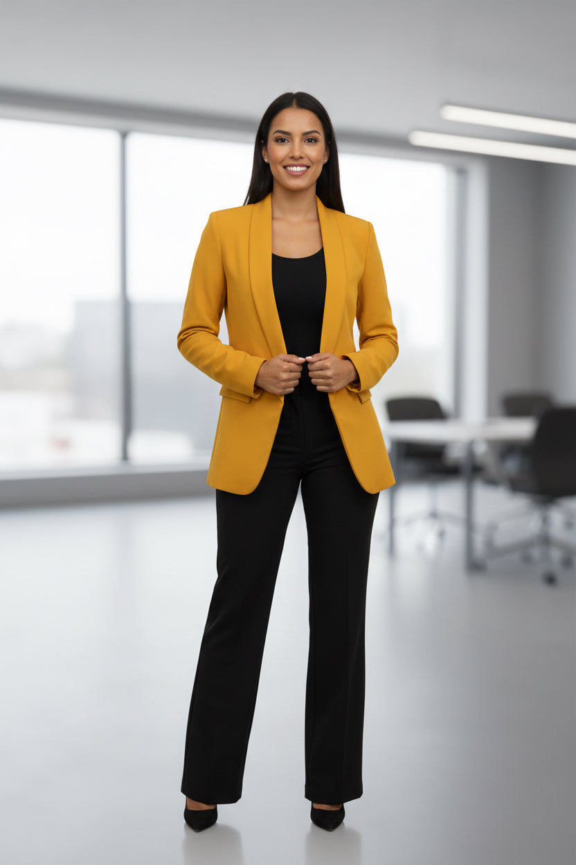Blazer moutarde uni – Audacieux et unique