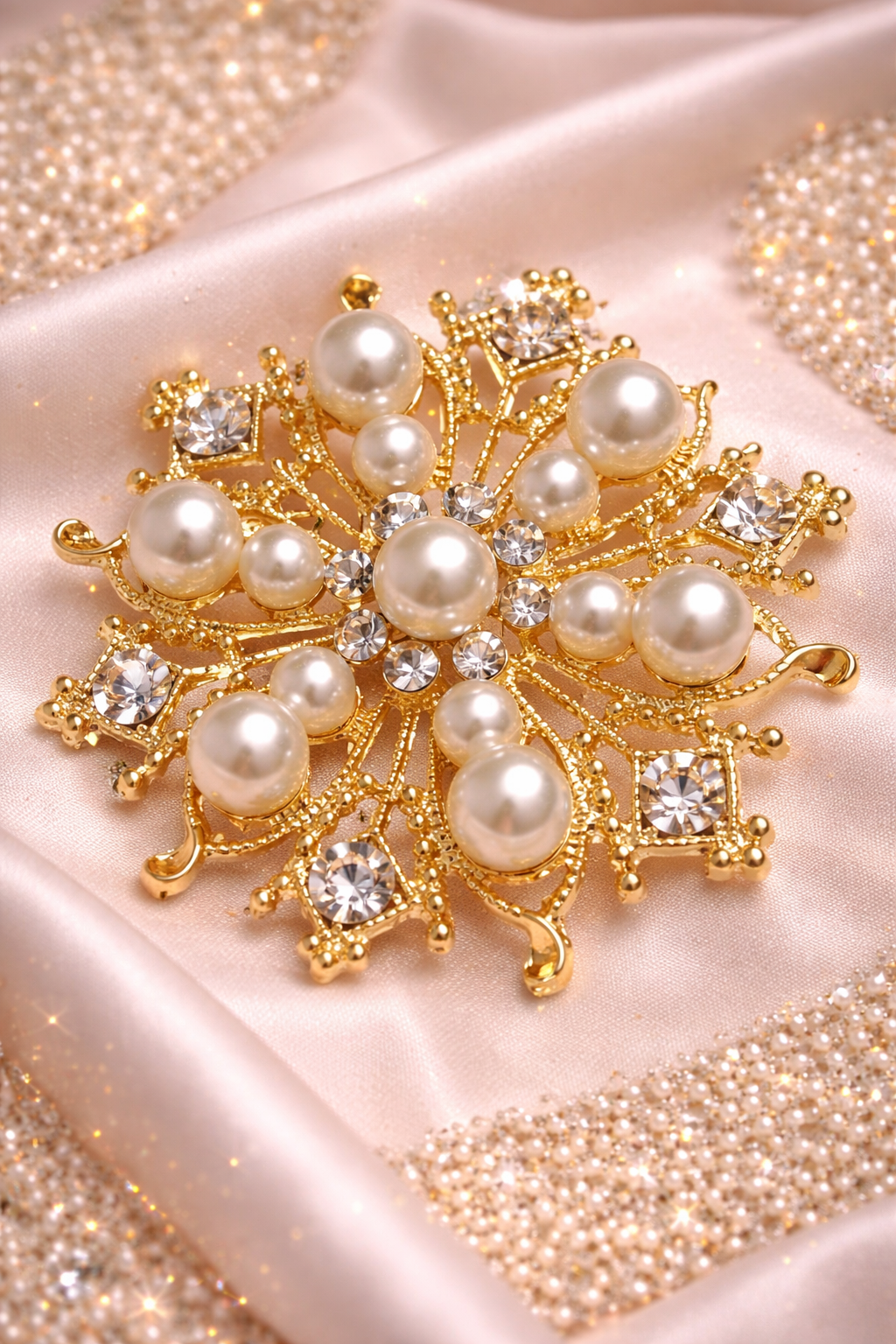 Royal Pearl Radiance Gold Brooch