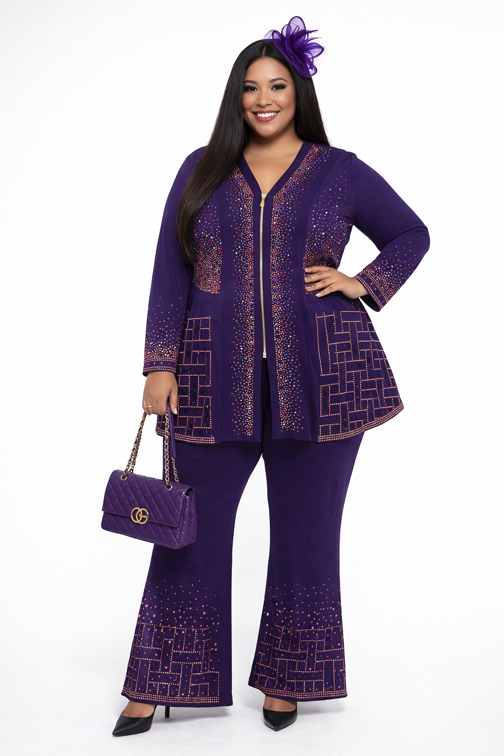 Turkish purple gold two pieces set