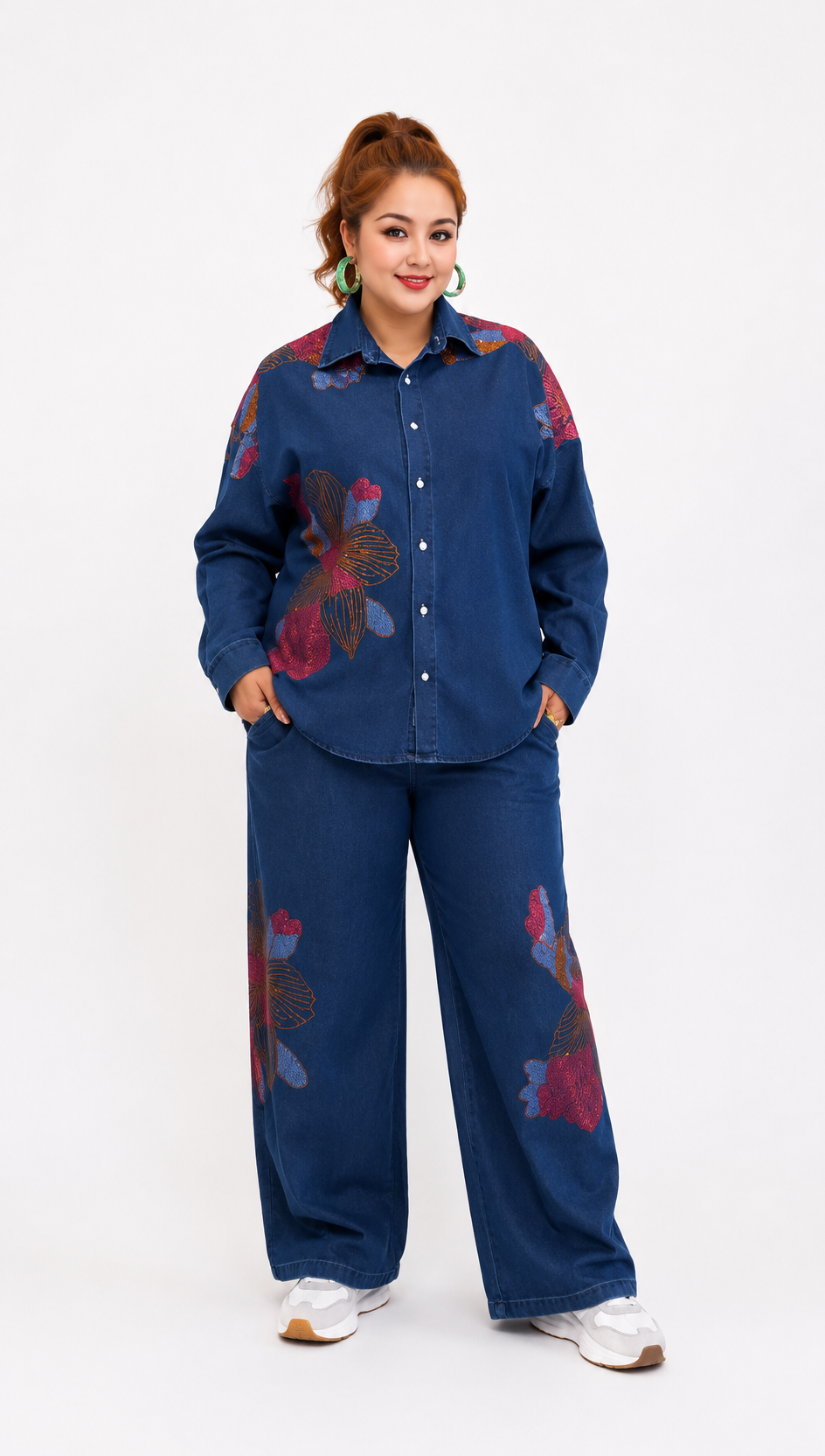 Ensemble en jean Fleuri Nuit
