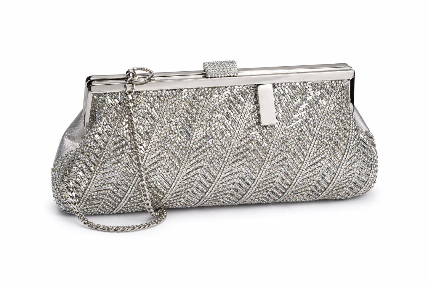 Luxury Silver Metallic Evening Clutch