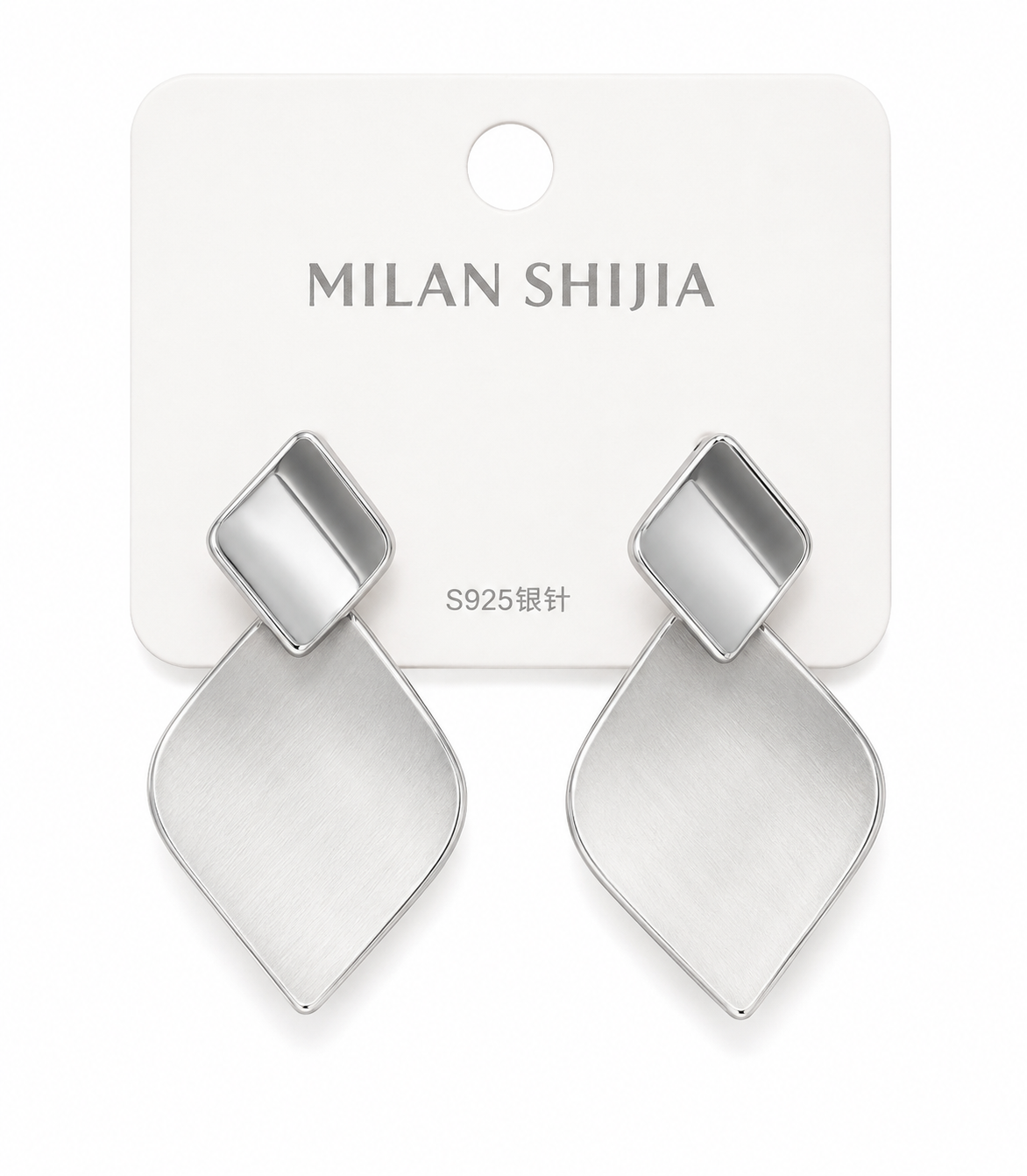 Modern Silver Geometric Statement Earrings