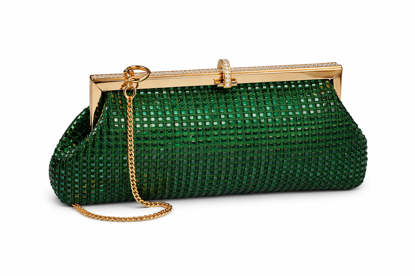 Luxury Green Metallic Evening Clutch