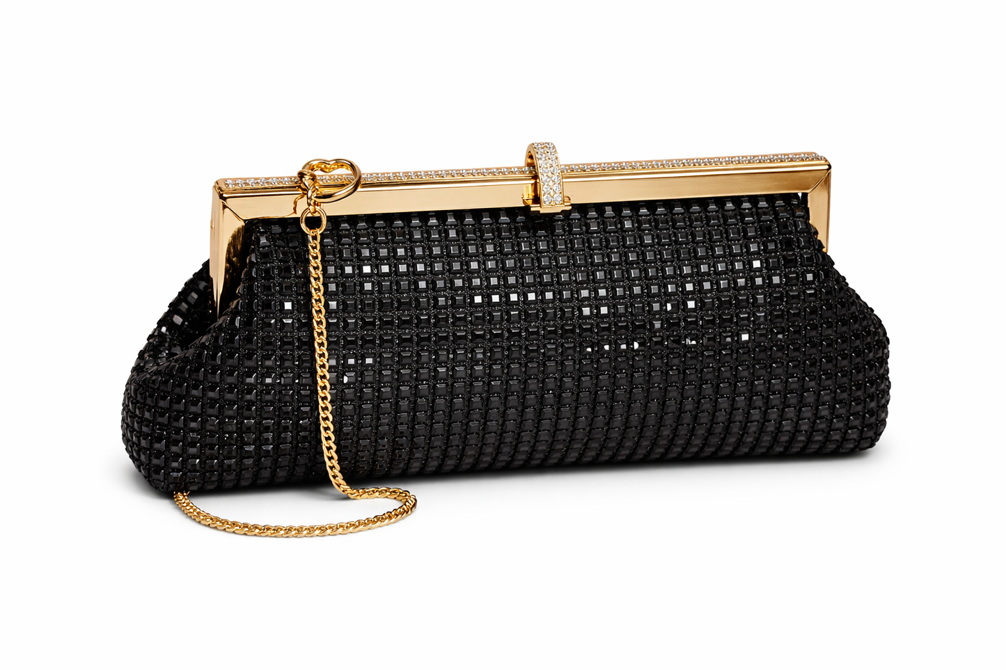 Luxury Black Metallic Evening Clutch
