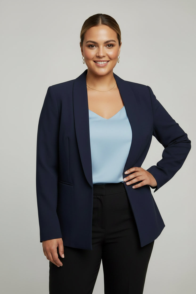 Blazer intemporel ajusté bleu marine de luxe