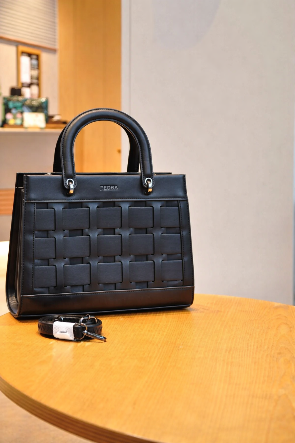 56220- Genuine Leather Box Shape Bag