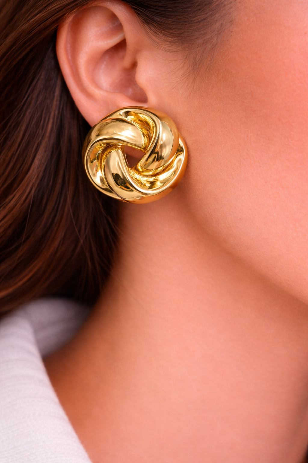 Luxury Gold Knot Statement Stud Earrings