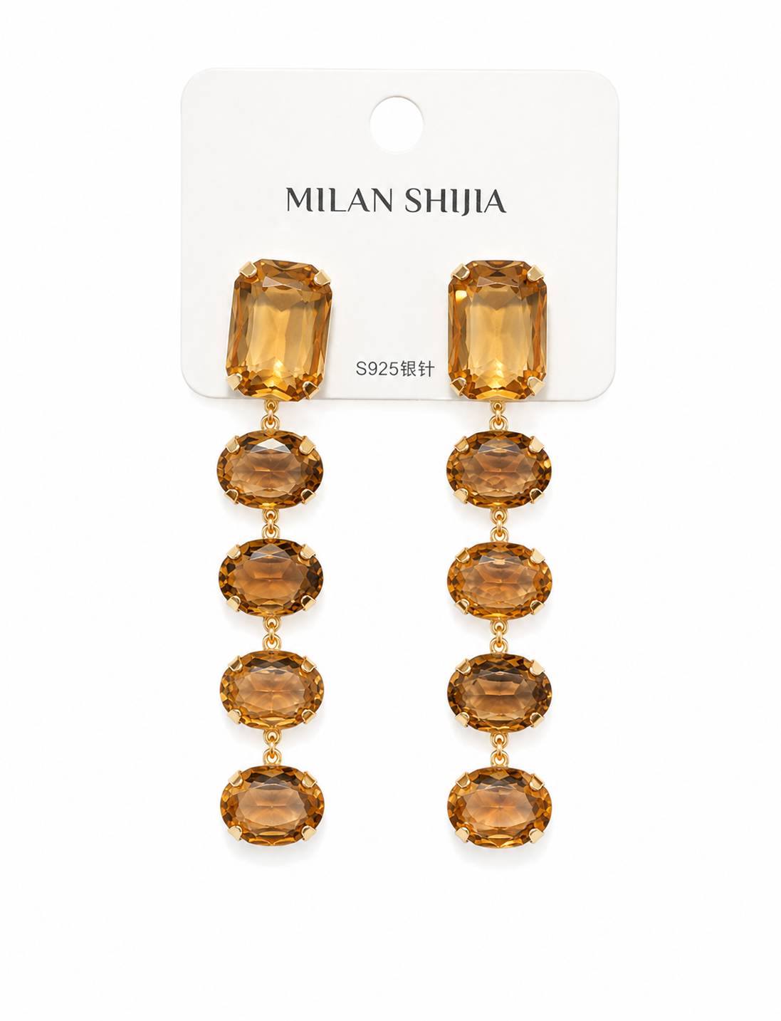 Amber Crystal Cascade Drop Earrings