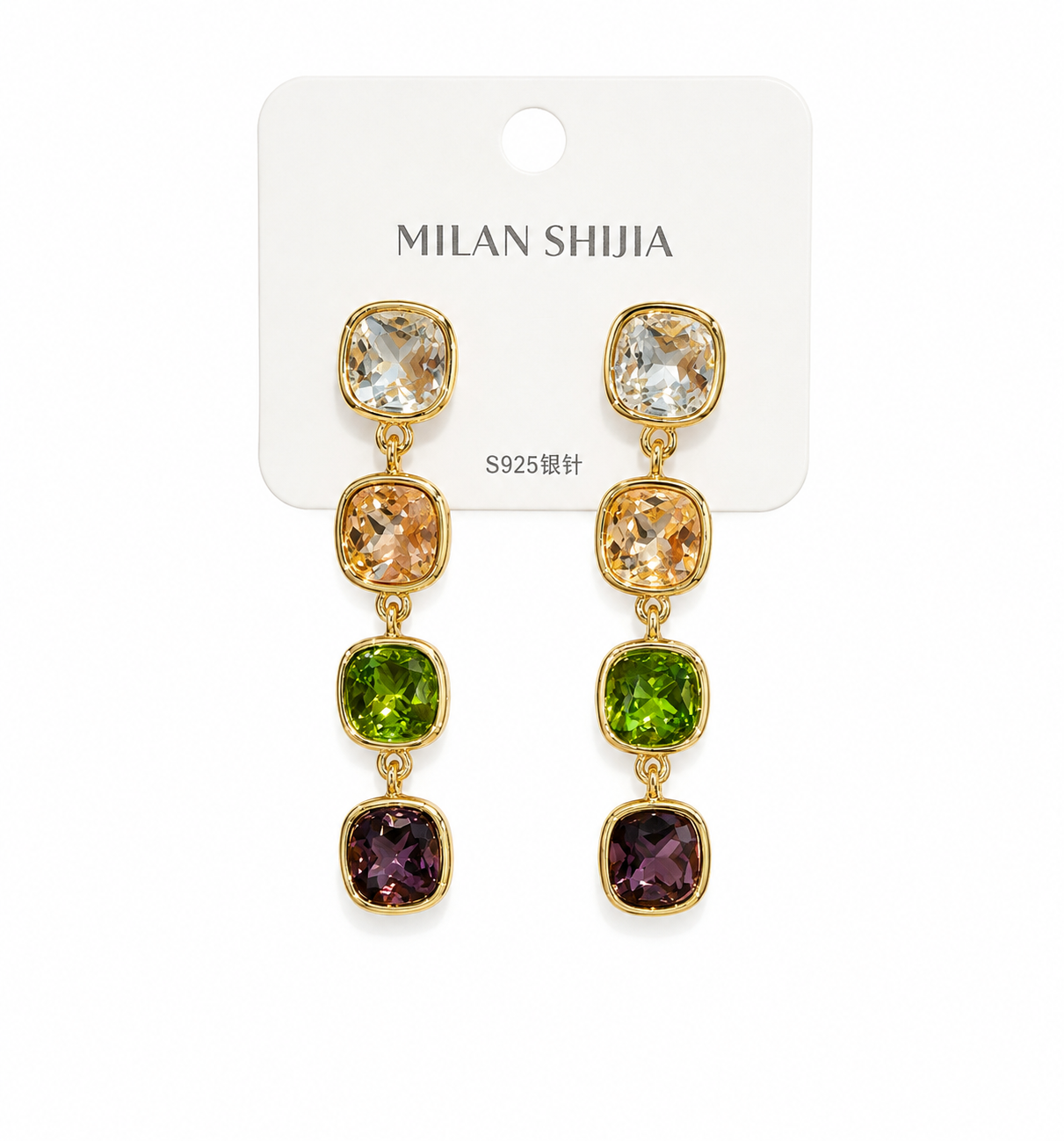 Multicolor Crystal Drop Earrings