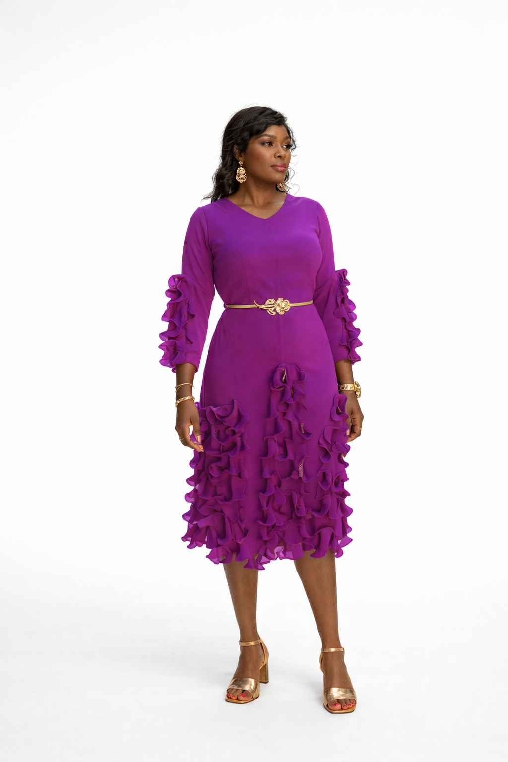 One Size Pleated Dress - Stretchy Fabric