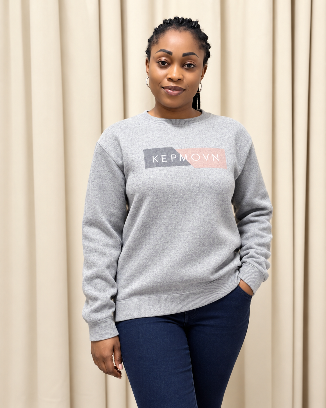 Grey Crewneck Casual Sweatshirt