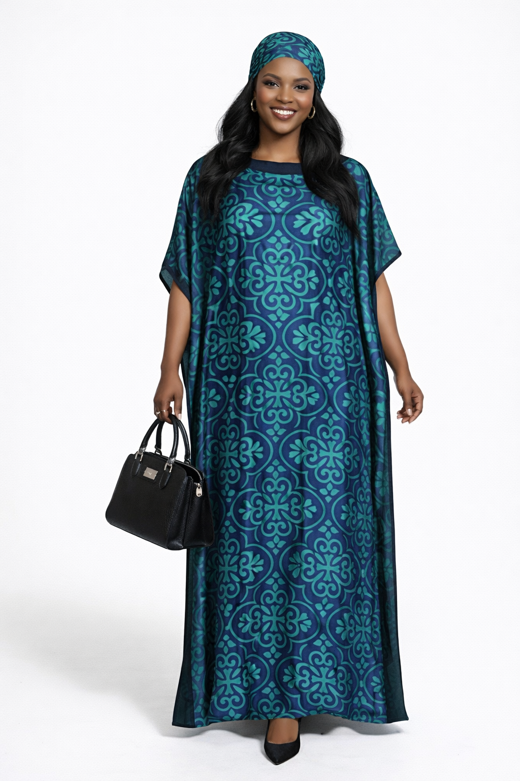 Satin Boubou Dress – Free Size, Flowy Elegance