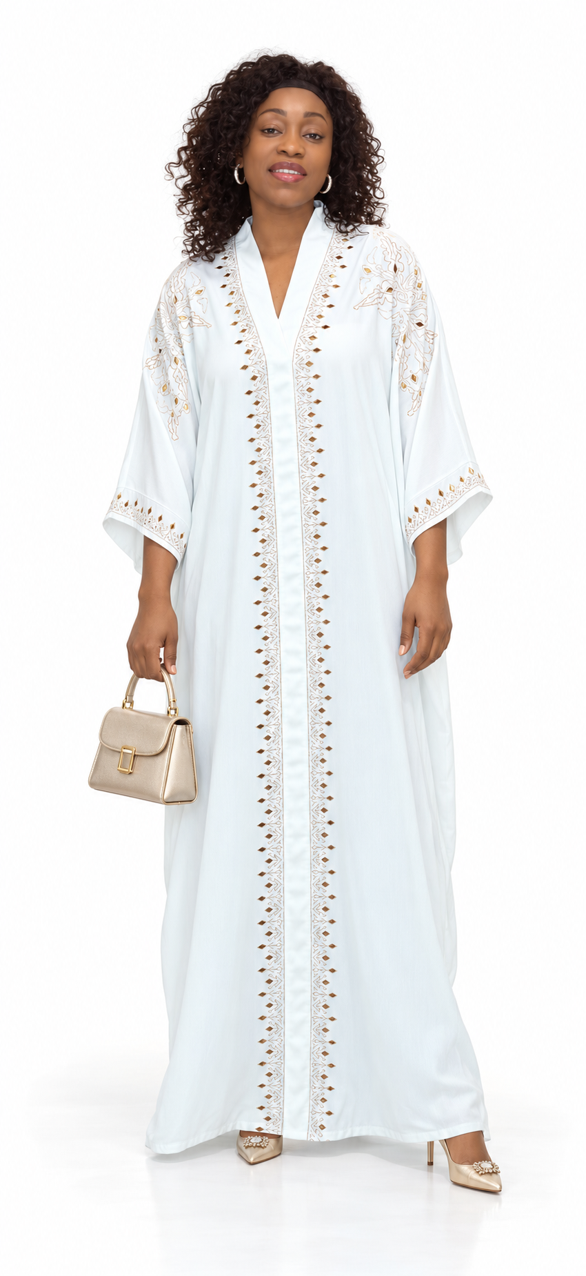 Embroidered Cutwork Maxi Kaftan Dress