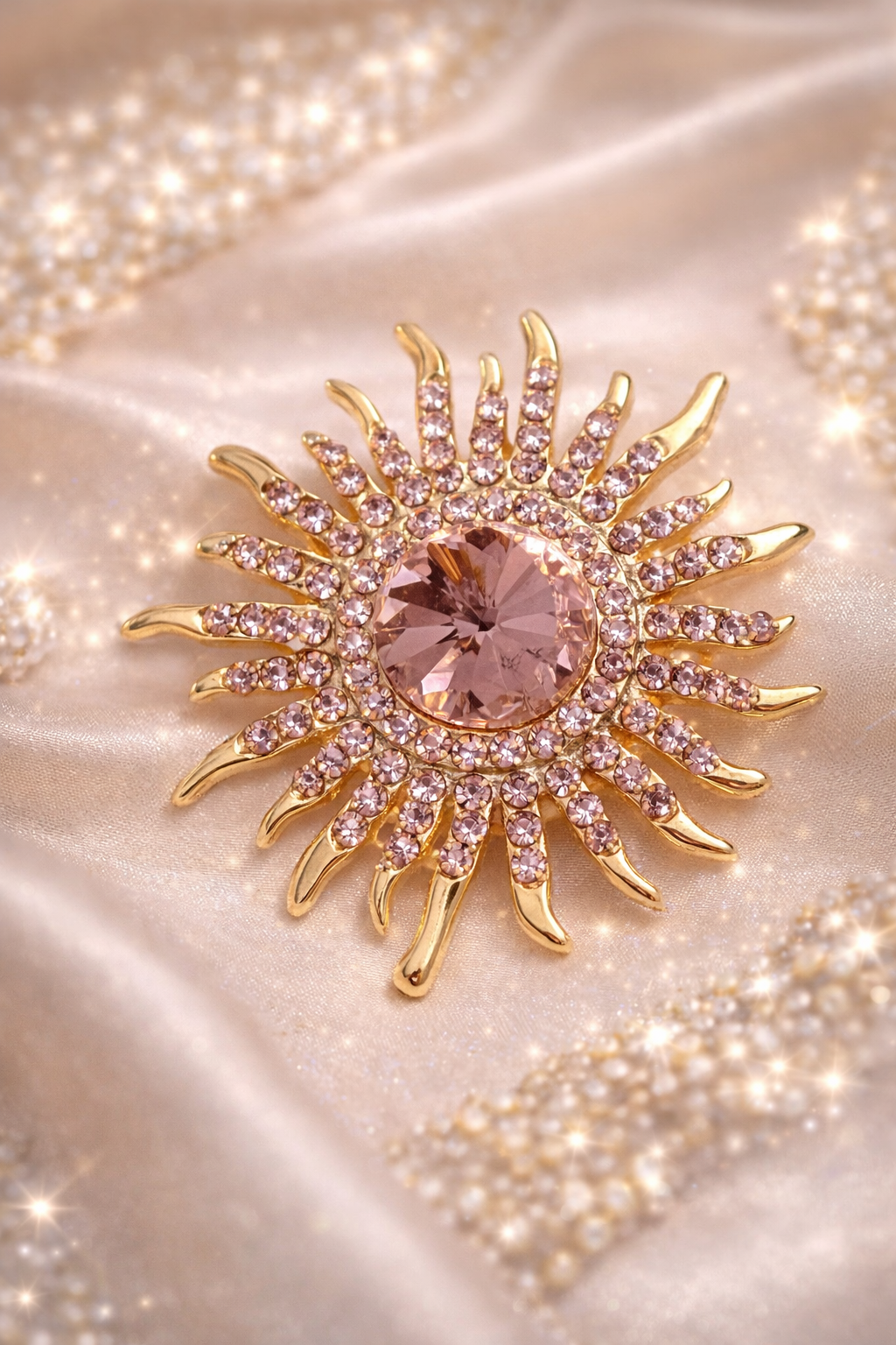 Blush Radiance Sunburst Brooch
