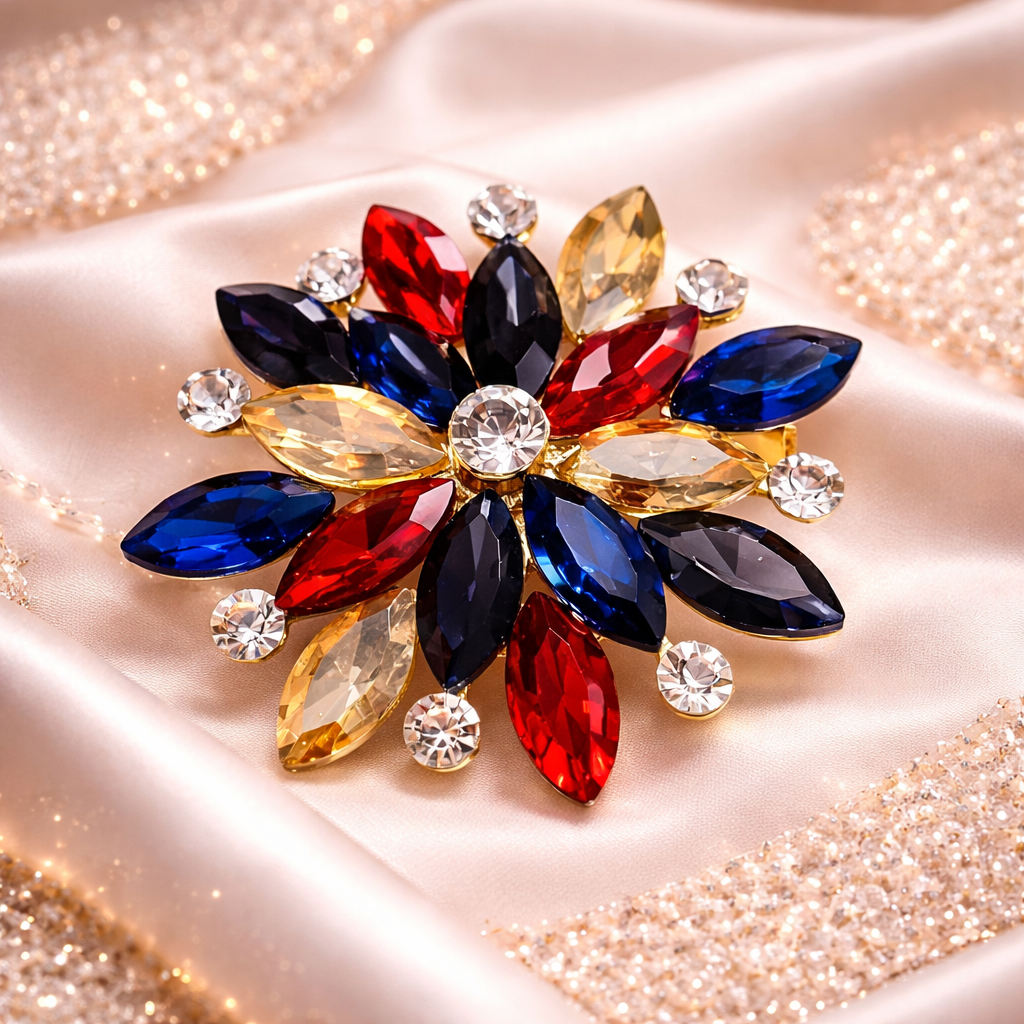 Royal Radiance Multicolor Crystal Bloom Brooch