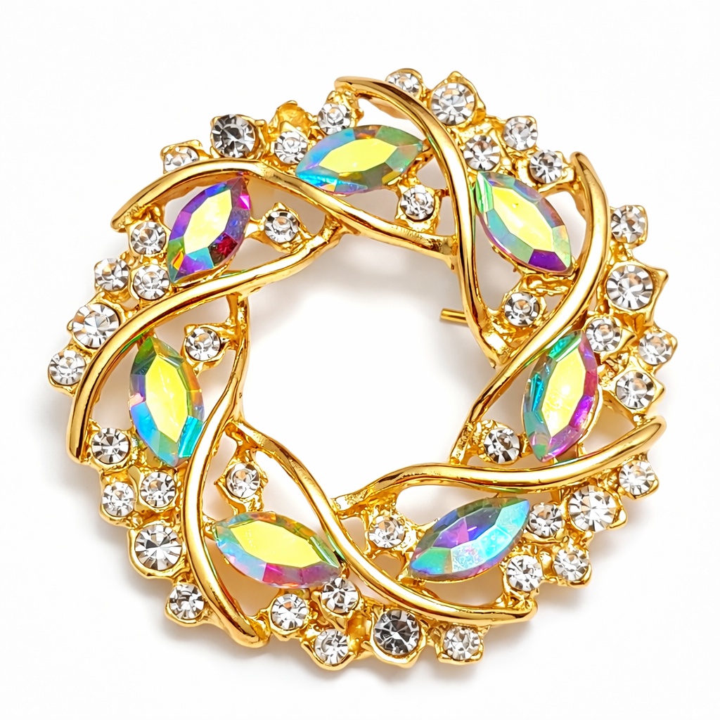Midnight Luxe Crystal Wreath Brooch