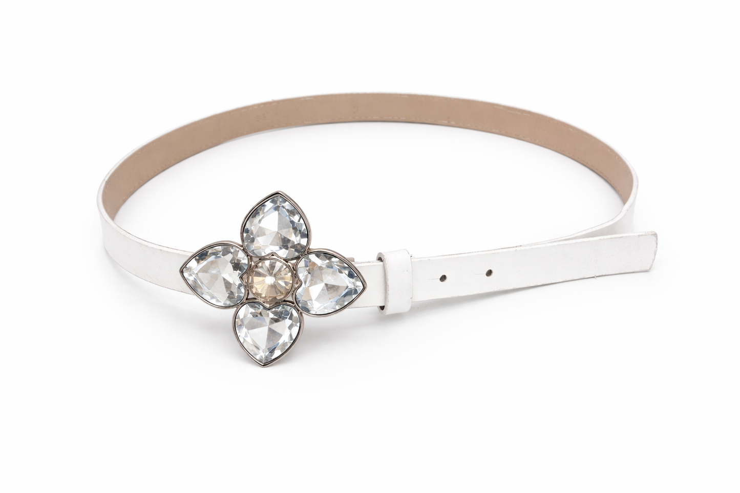 Crystal Bloom Luxe Belt – White