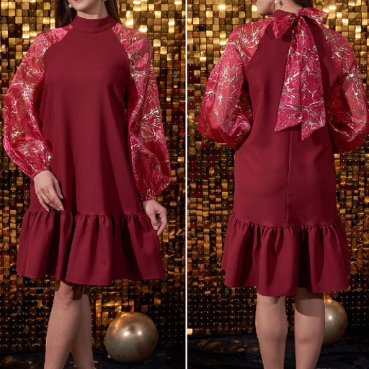 Robe droite à nœud papillon au dos – Simple et élégante