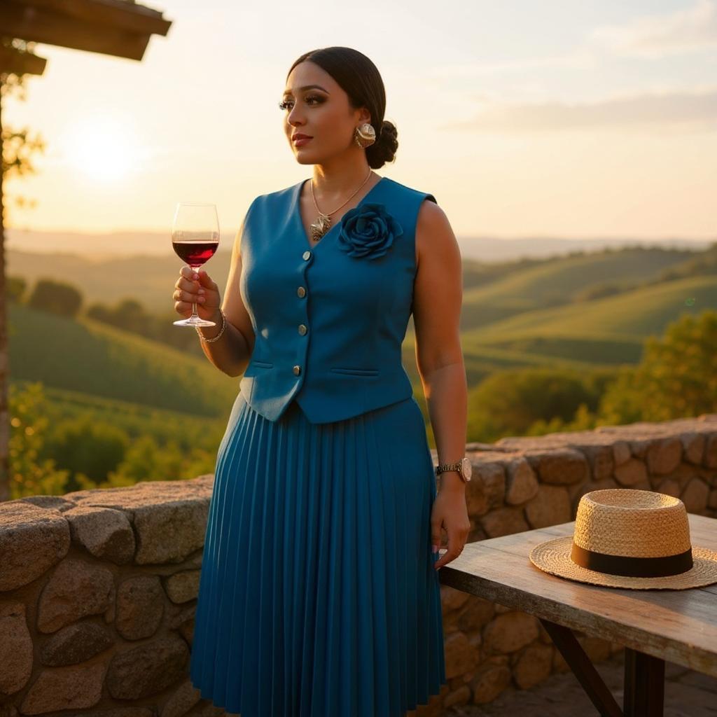 2-Piece Corporate Outfit – Sleeveless Top & Pleated Skirt