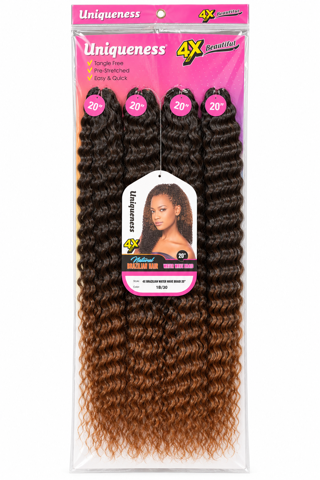 Uniqueness 4X Brazilian Water Wave Braid 20″ – Colour 1B/30
