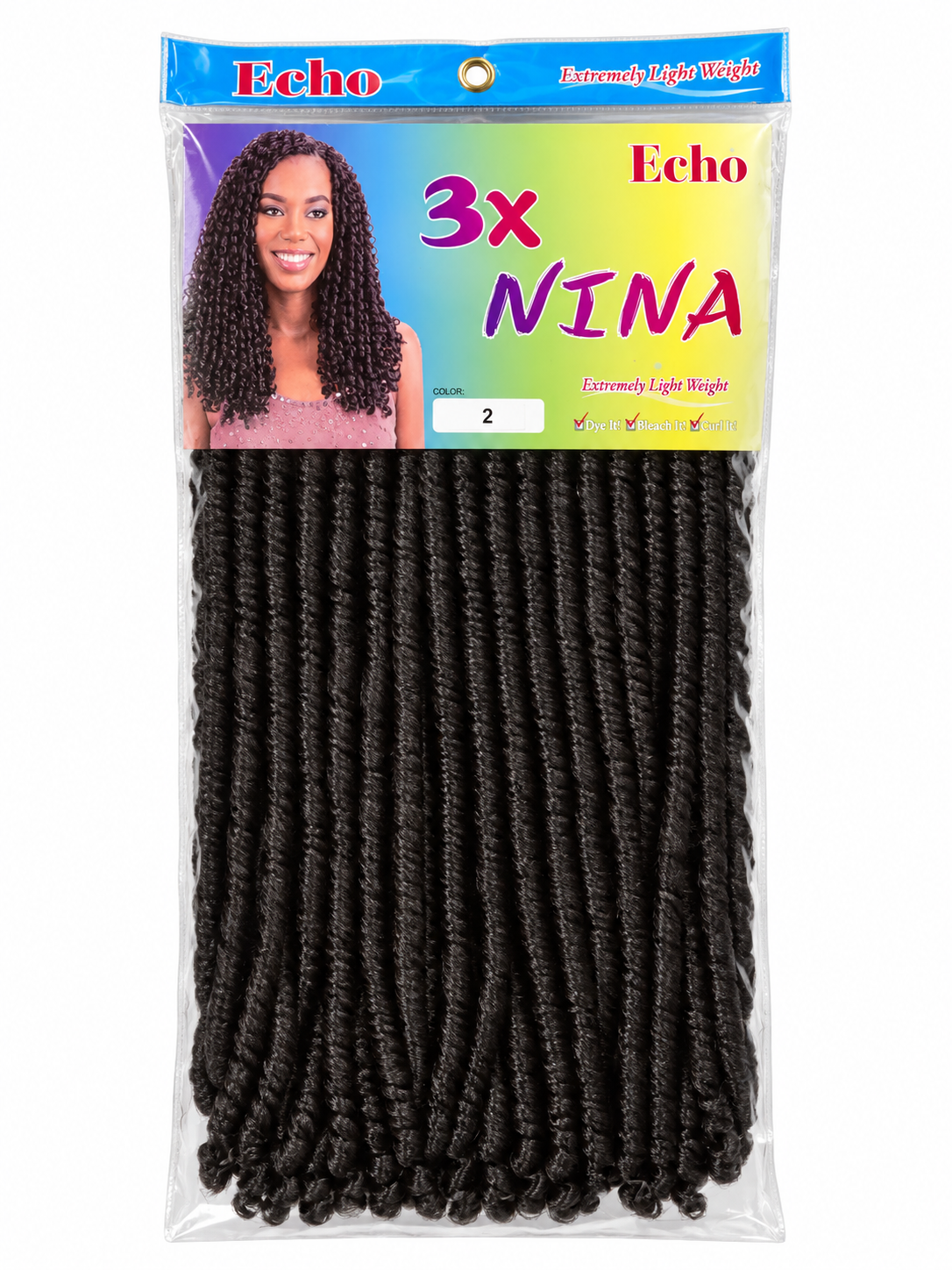 Echo 3X Nina Lightweight Spring Twist Crochet Hair – Colour 2