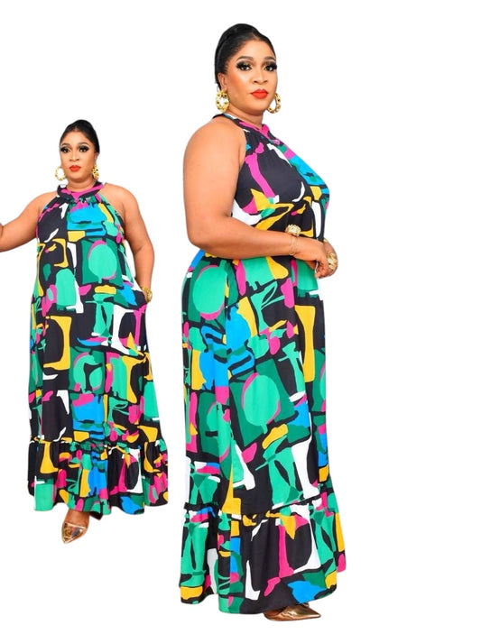 Casual Wear - Sleeveless Satin Long Dress