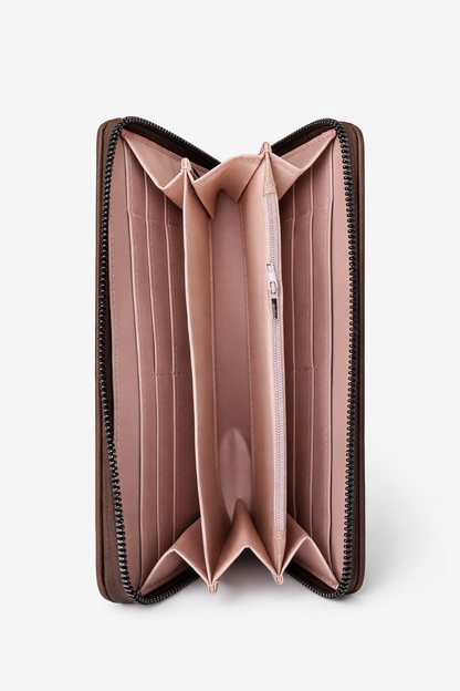 Elegant Zip Around Long Wallet – Premium Brown Leather Purse