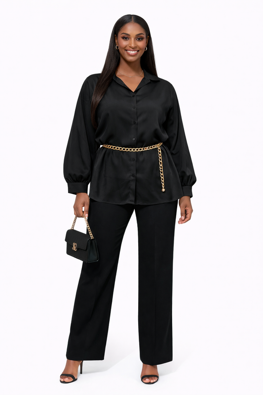 Chic Black Blouse - Silk