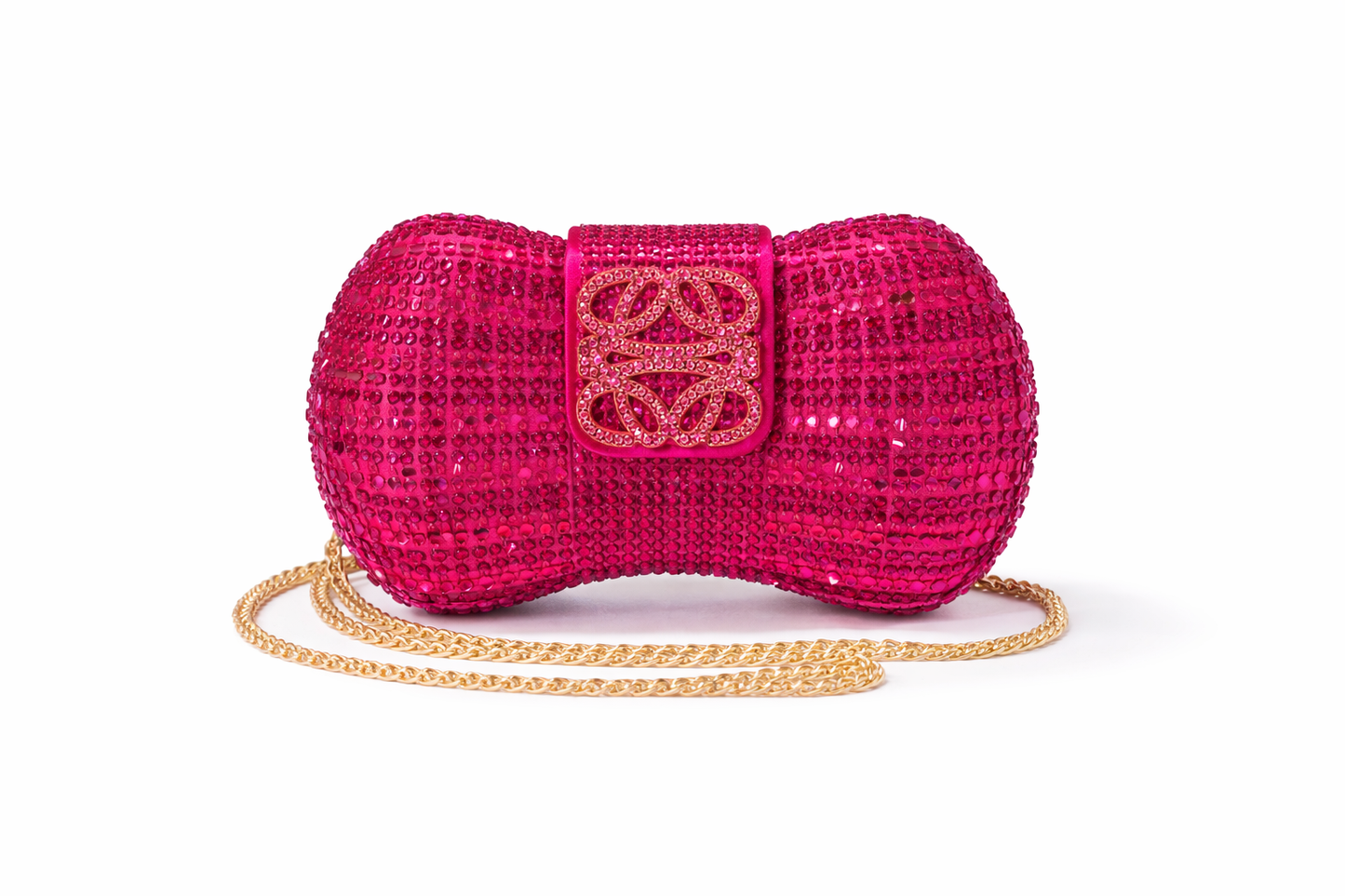 Luxe Crystal Bow Clutch Purse - Pink