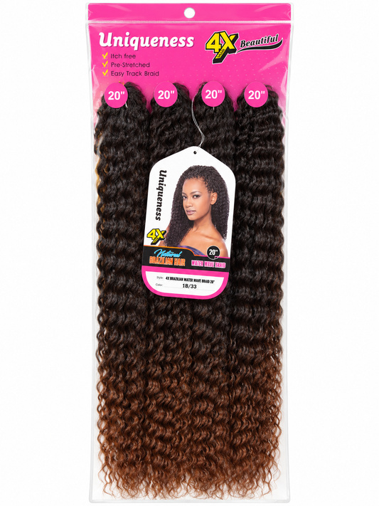 Uniqueness 4X Brazilian Water Wave Braid 20″ – Colour 1B/33