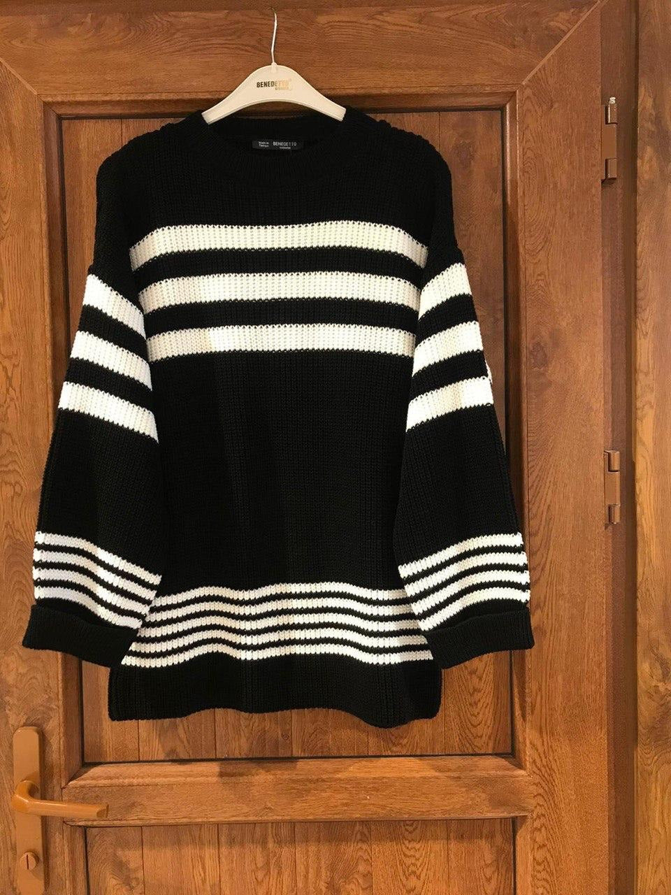 Sweater - Black & White Stripe Sweater