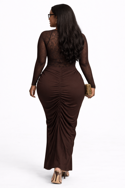 Brown Elegant Bodycon Top & Pant DR043