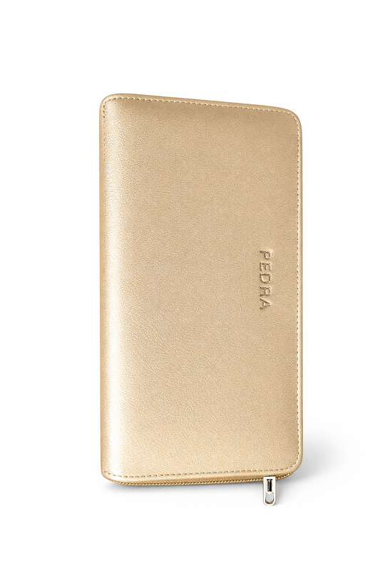 Elegant Zip Around Long Wallet – Premium Gold Leather Purse