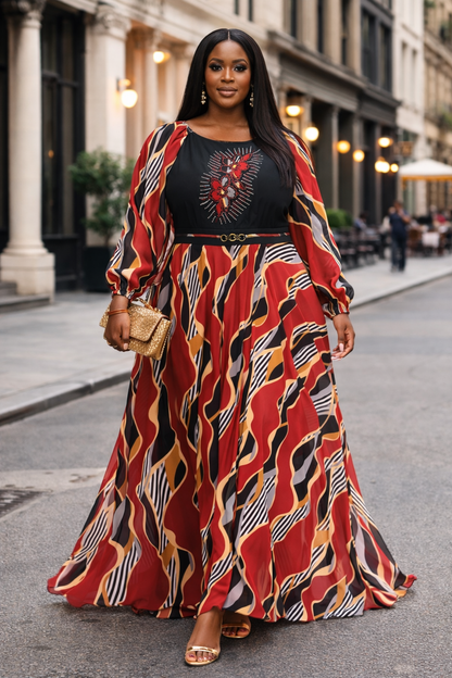 Radiance Patterned Sequin Detail Maxi Gown