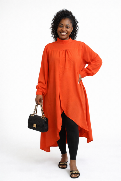 Flowy High-Low Orange Quality Tunic Top