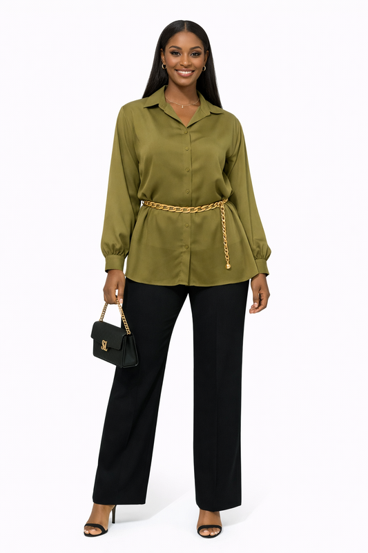Chic Olive Blouse - Silk