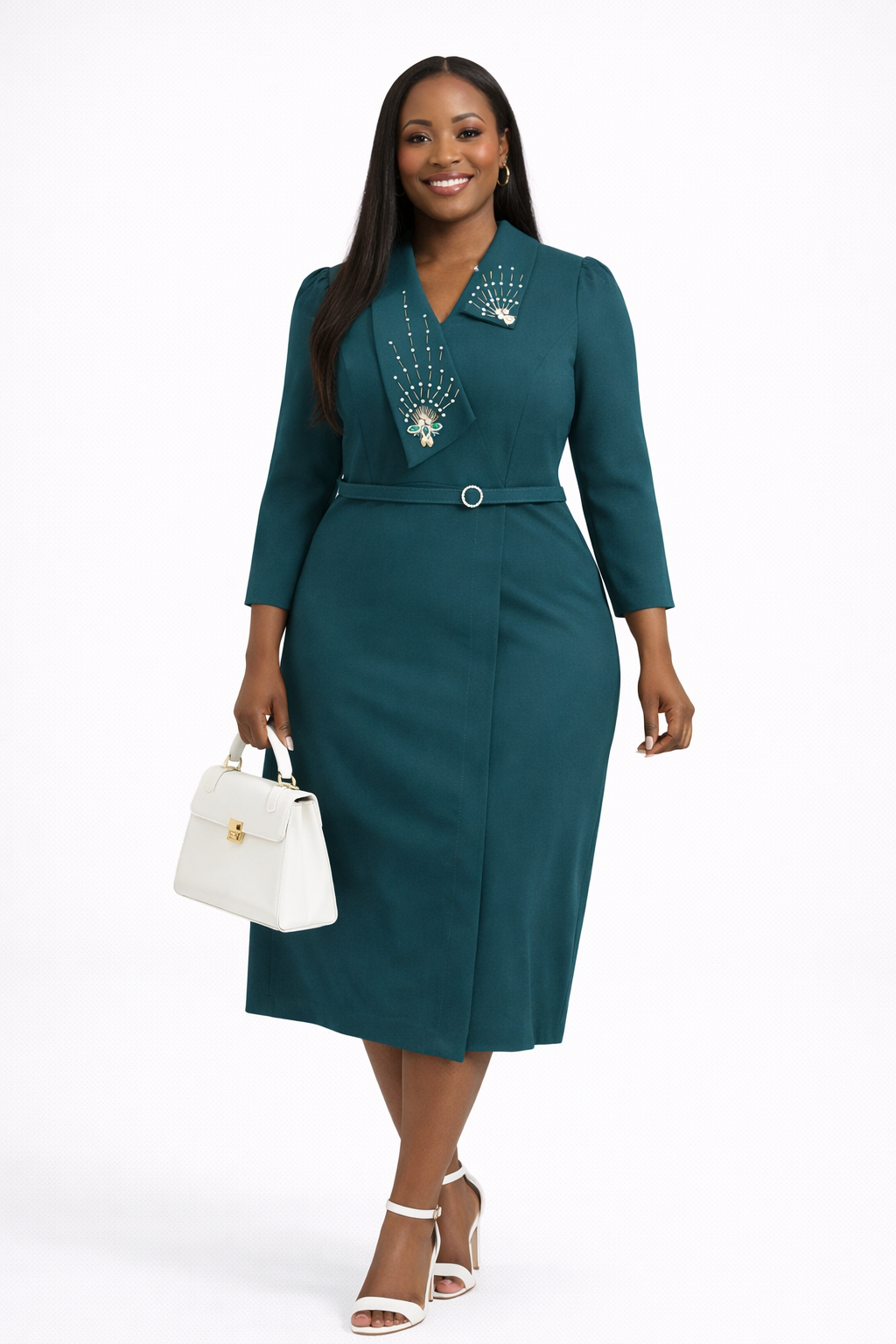 Turkish Brand- Green Corporate Dress with Slim Fit