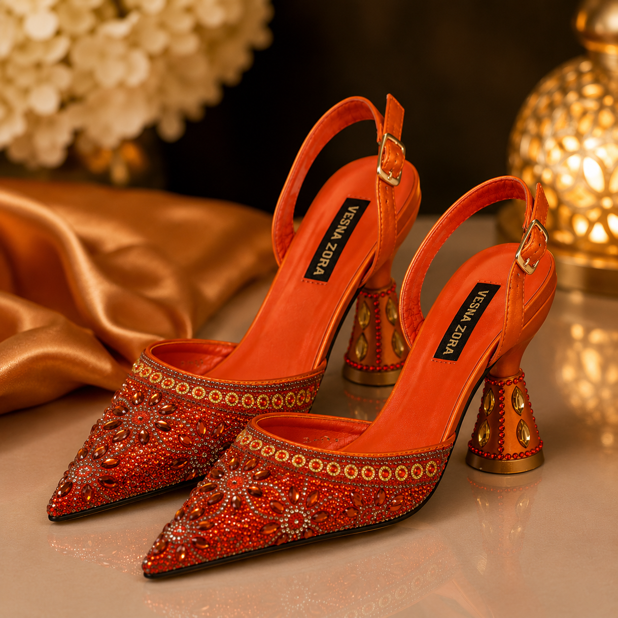 Italian Luxury Party Shoes 161 Orange
