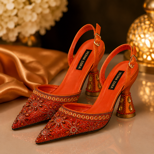 Italian Luxury Party Shoes 161 Orange