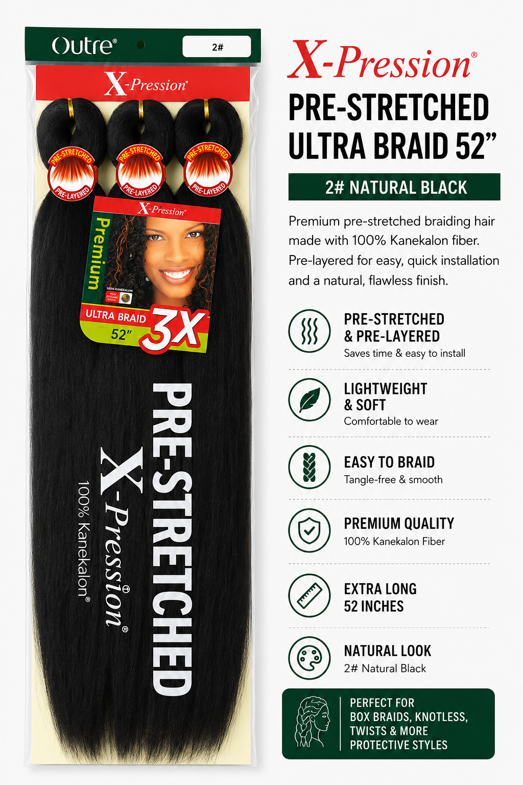 Expression Prestretched Extension for Braid Colour 2