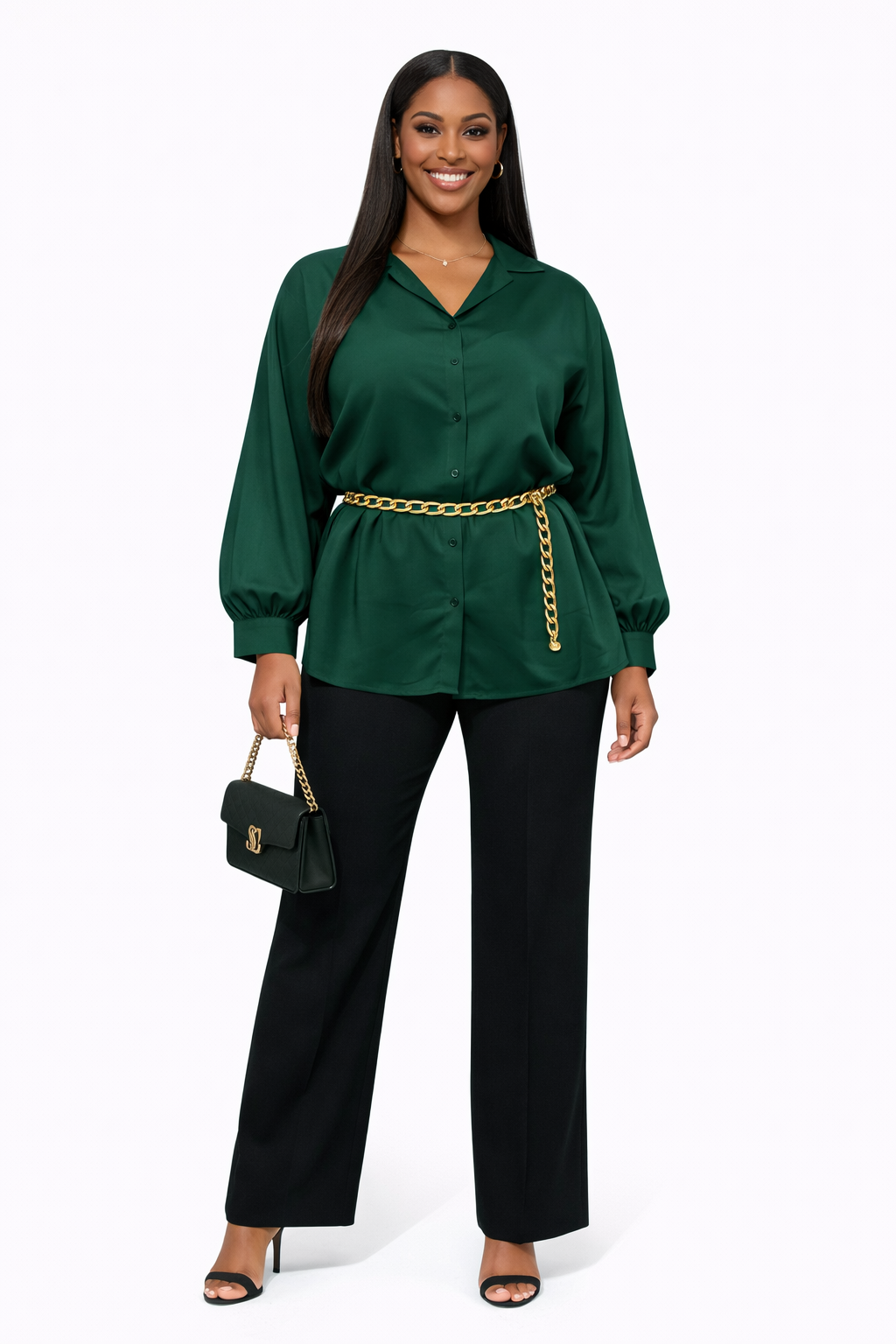 Chic Emerald Blouse - Silk