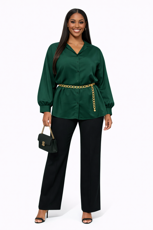Chic Emerald Blouse - Silk