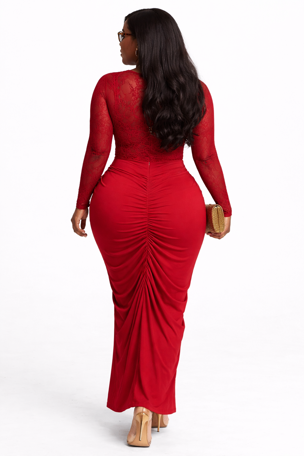 Burgundy Elegant Bodycon Dress With Net Top