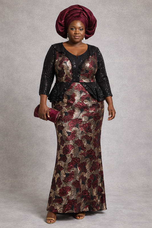 Plus Size Long Black Party Dress