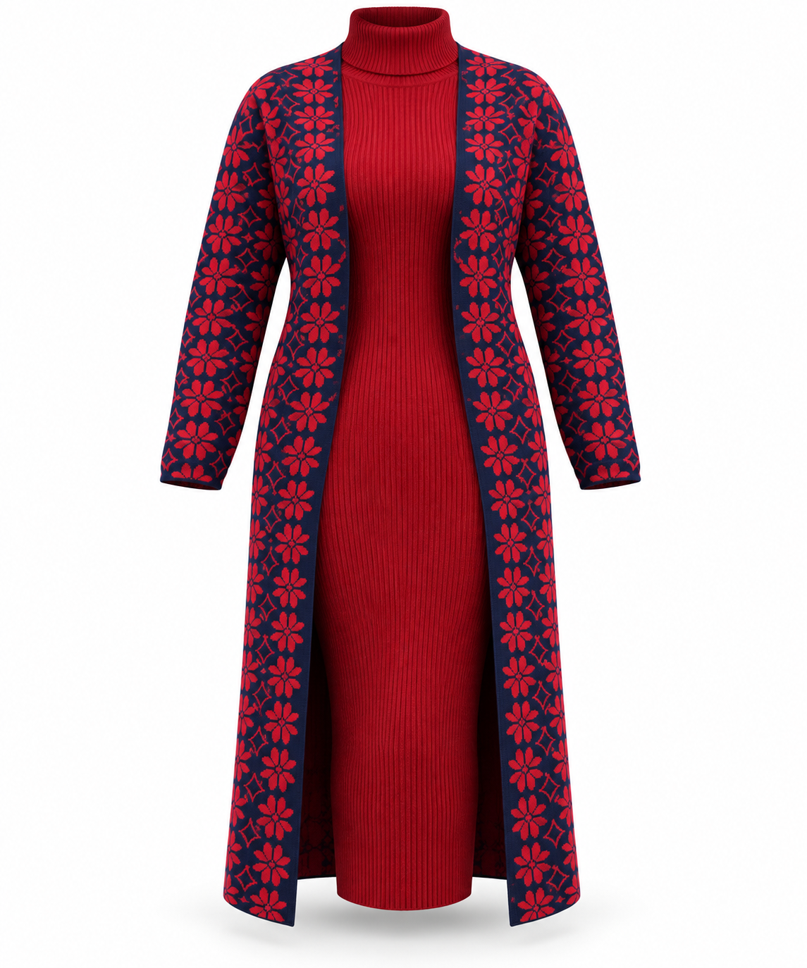 “Cozy Luxe” – Full-Length Dress with Cover-All Knit
