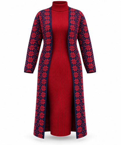 “Cozy Luxe” – Full-Length Dress with Cover-All Knit