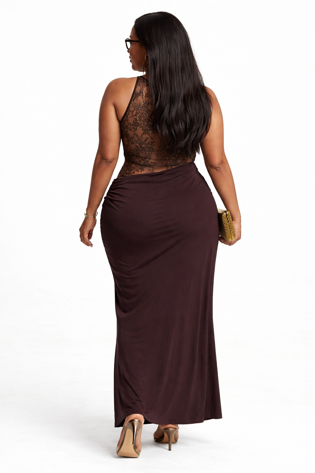 Brown Sleeveless Bodycon Dress DR057