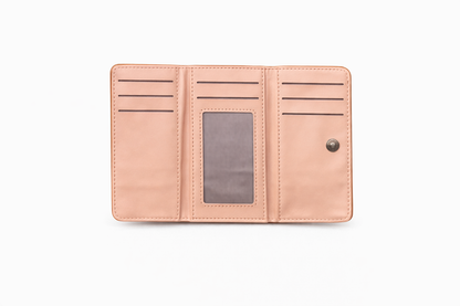 Luxury Light Brown  Multi-Compartment Ladies Wallet with Wrist Strap