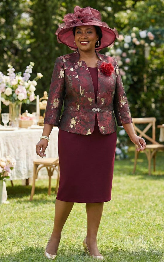 Burgundy Floral Classic Suit Set